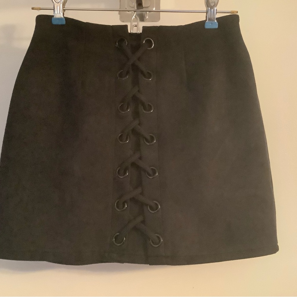 Black Lace-Up Mini Skirt